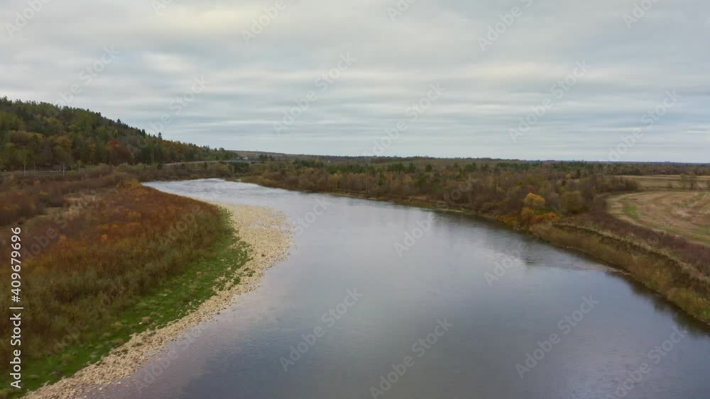 Flight over autumn mountain river, colorful leaves and stream Striy in Carpatian mountains. Aerial UHD 4K drone realtime video, shot in 10bit HLG and colorized Flight over autumn mountain river, colorful leaves and stream Striy in Carpatian mountains. Aerial UHD 4K drone realtime video, shot in 10bit HLG and colorized