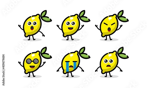 lemon mascot fruit design character cute © Kokiedan87