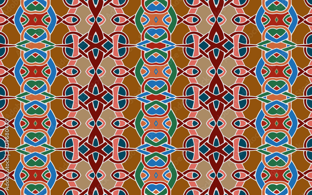 Colorful ethnic art texture based on oriental motives. Geometric abstract ornament for backgrounds, wallpapers, wrapping paper, textiles, presentations, stained glass.