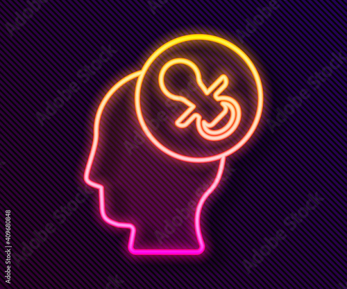 Glowing neon line Baby dummy pacifier icon isolated on black background. Toy of a child. Vector.