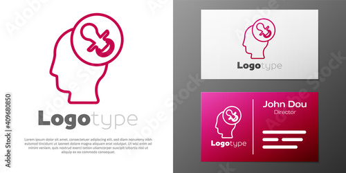 Logotype line Baby dummy pacifier icon isolated on white background. Toy of a child. Logo design template element. Vector.