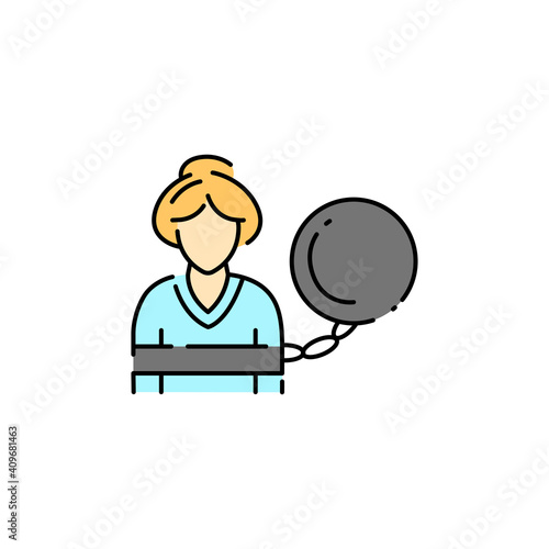 Slavery woman color line icon. Human rights. Female harassment and violence.