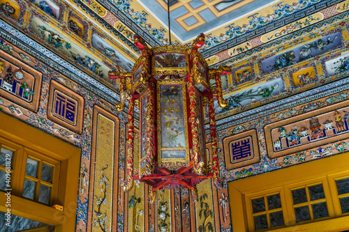 Imperial Khai Dinh Tomb in Hue city, Vietnam. A UNESCO World Heritage Site. Beautiful day with blue sky