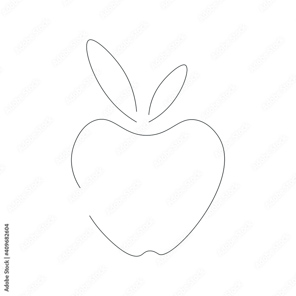 Apple one line drawing, vector illustration Apple one line drawing, vector illustration