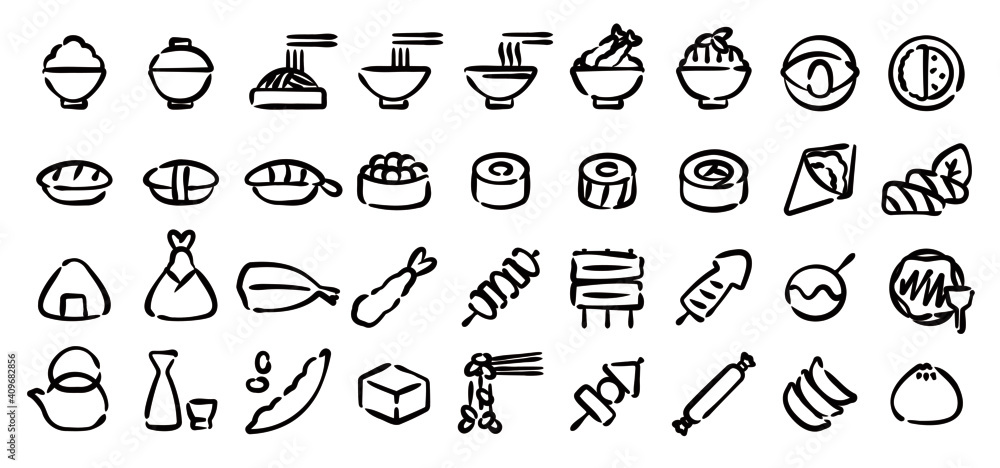 Japanese Food Icon Set (Hand-drawn line version) Japanese Food Icon Set (Hand-drawn line version)