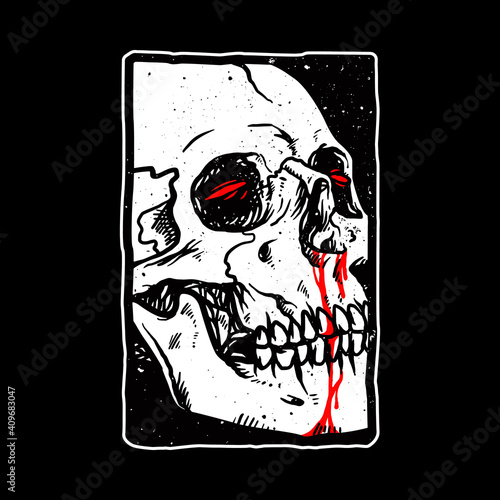 Skull horror die graphic illustration vector art t-shirt design