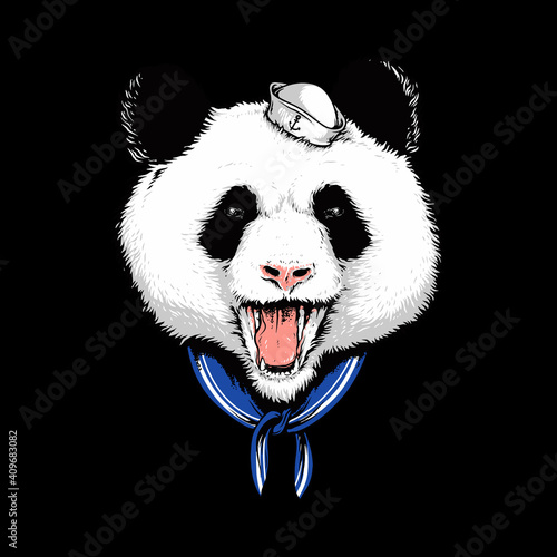 Animal panda pirate style graphic illustration vector art t-shirt design