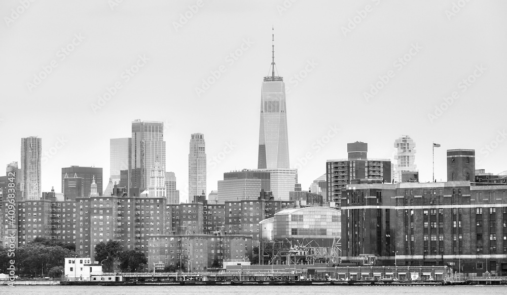 Black and white picture of New York City skyline, USA. Black and white picture of New York City skyline, USA.