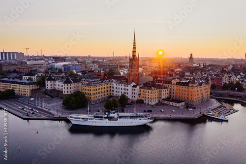 Sunset photo over Stockholm city