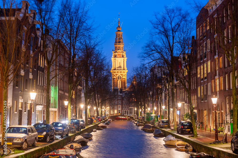 Naklejka premium Amsterdam, Netherlands Bridges and Canals