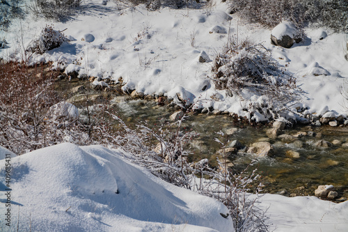 Wallpaper Mural mountain stream in the winter forest Torontodigital.ca