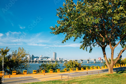 Jamsil Hangang river park in Seoul, korea