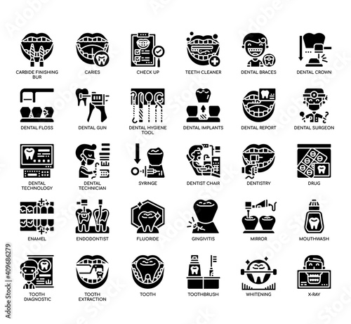 Set of Dentist Element thin line and pixel perfect icons for any web and app project.