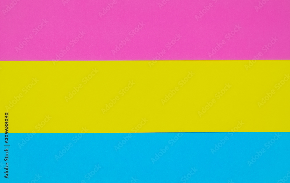 pansexual flag made with colored cardboard, pink, yellow and blue with space for text pansexual flag made with colored cardboard, pink, yellow and blue with space for text