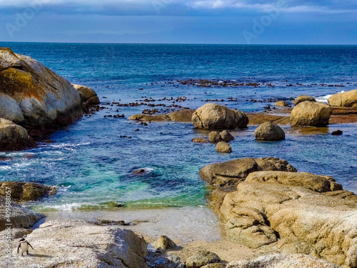 rocky coast of the region sea in south africa, cape town, cape point in 2018