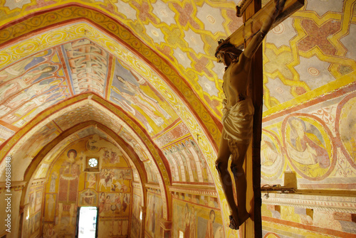 Bominaco (AQ) Abruzzo - The precious frescoes of the Oratory of San Pellegrino.  They represent an important testimony of medieval painting in Abruzzo photo