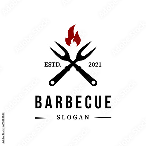 slogan barbecue logo minimalist classic vector design
