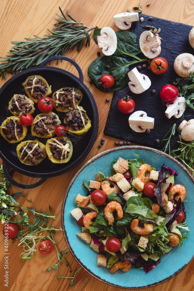 Assorted food set. Assorted food set.