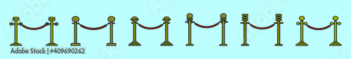 barrier rope cartoon icon design template with various models. vector illustration isolated on blue background