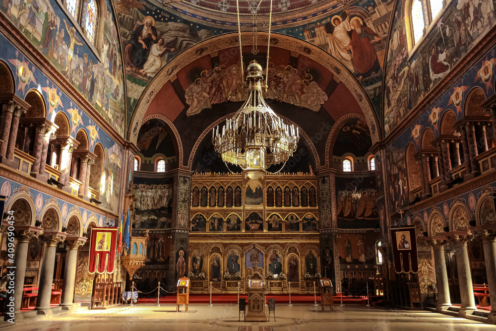 The interior of an orthodox cathedral