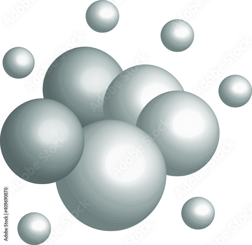 Gray balls - 3D volumetric shapes, template for a cover in a fashionable style. Background for web design in white shades of texture.