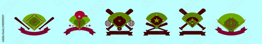 set of basketball diamond cartoon icon design template with various models. vector illustration isolated on blue background set of basketball diamond cartoon icon design template with various models. vector illustration isolated on blue background