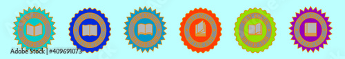 set of best seller badges cartoon icon design template with various models. vector illustration isolated on blue background