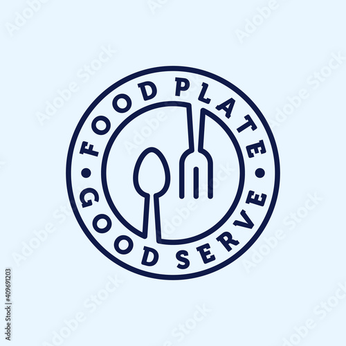 Restaurant or Cafe Line Art Modern Logo Vector Illustration Design. Fork and Spoon Modern Simple Minimalist Logo Concept. Food Logo Design Inspiration