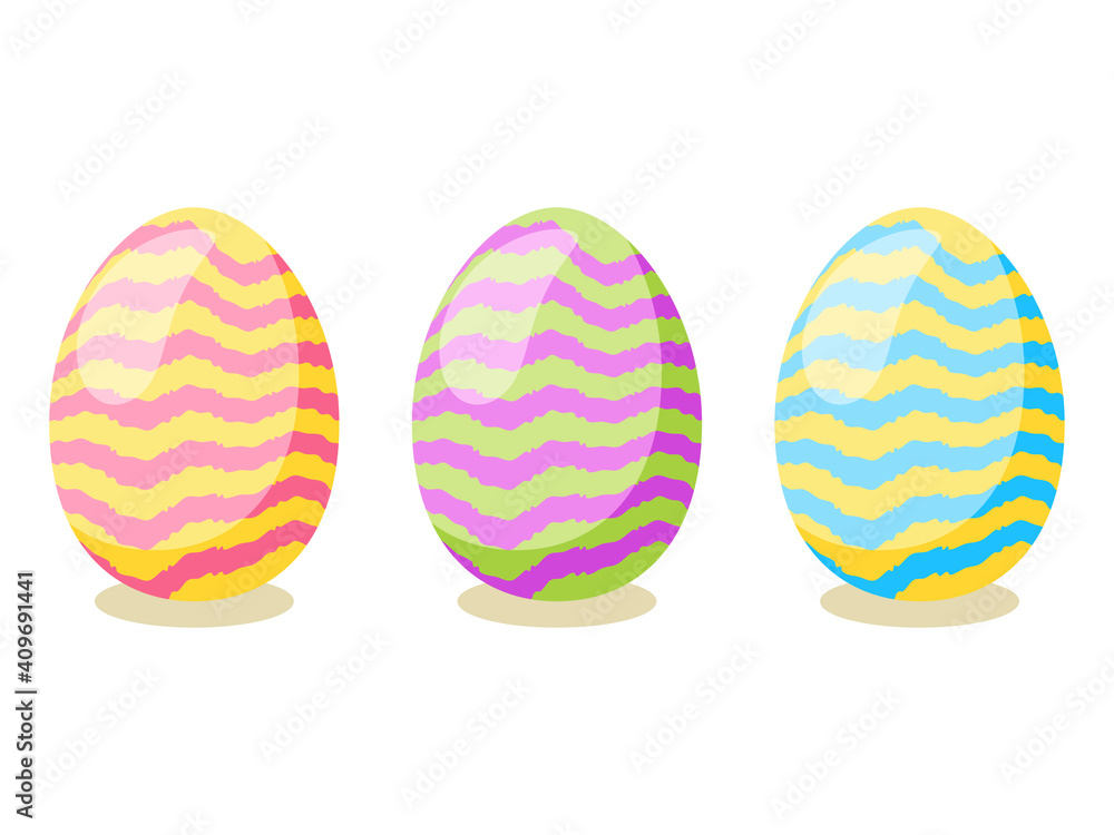 Happy Easter card. Set of cute Easter eggs with different texture on a white background. Vector isolated Illustration. Happy Easter card. Set of cute Easter eggs with different texture on a white background. Vector isolated Illustration.