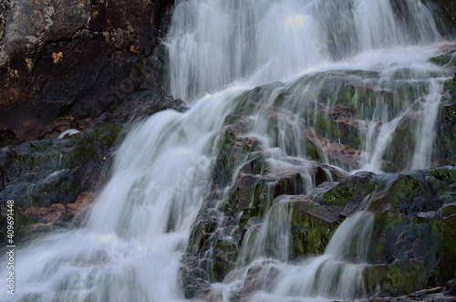 Fototapeta Naklejka Na Ścianę i Meble -  majestic summer mountain waterfall in northern Norway