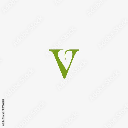 simple v and leaf logo