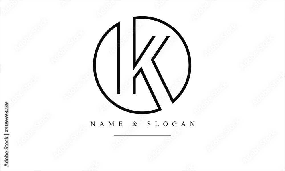 OK, KO, O, K abstract letters logo monogram - obrazy, fototapety, plakaty 