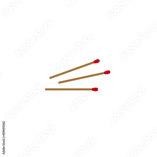 3 matches on a white background. Vector drawing.