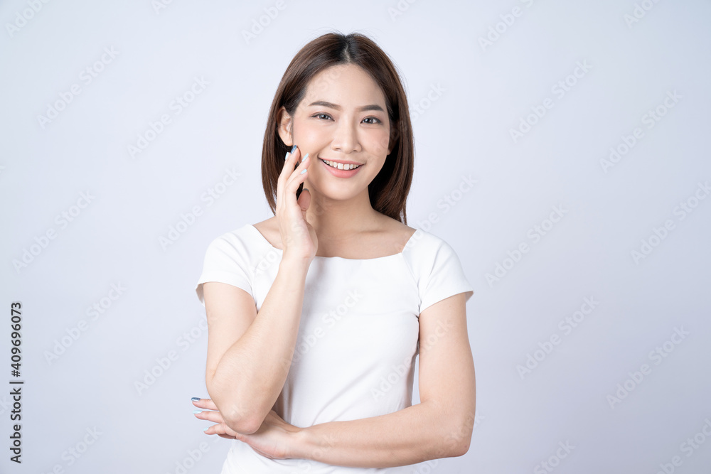 Asian beauty woman isolated on white background, Natural make up, Skincare and wellness. Asian beauty woman isolated on white background, Natural make up, Skincare and wellness.