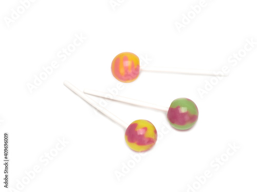 lollipop, two colorful lollipops isolated on white background