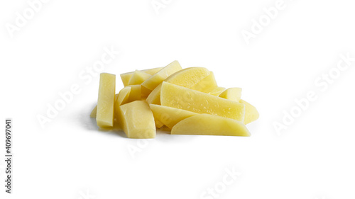 Peeled potatoes isolated on a white background.