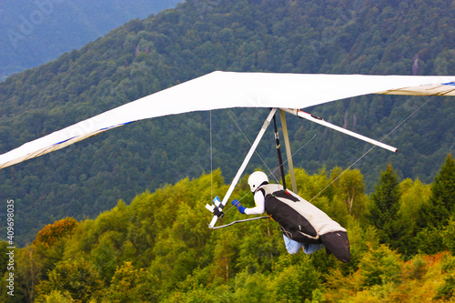 Hang gliding taken in Julian Alps, Slovenia photo