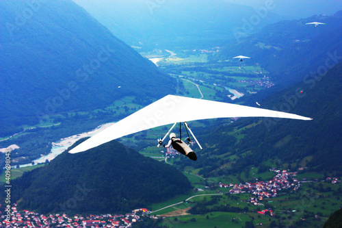 Hang gliding taken in Julian Alps, Slovenia photo