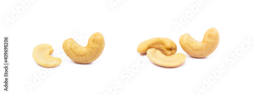 Roasted salted cashews isolated on a white background © george3973