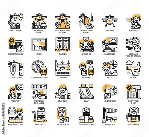 Set of Airport thin line and pixel perfect icons for any web and app project.