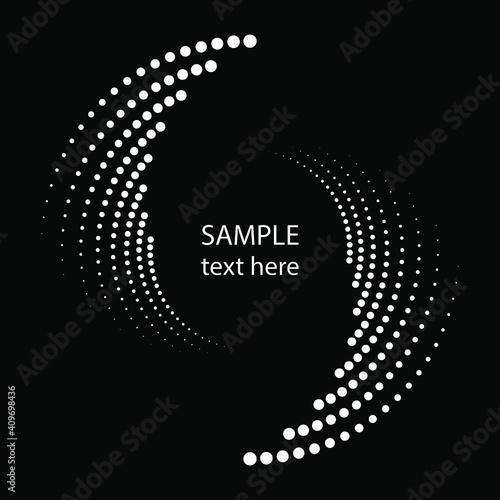Curved white stripes in spiral form. Vector illustration. Design element for logo, sign, symbol, blackout tattoo, web pages, prints, posters, monochrome pattern and abstract background