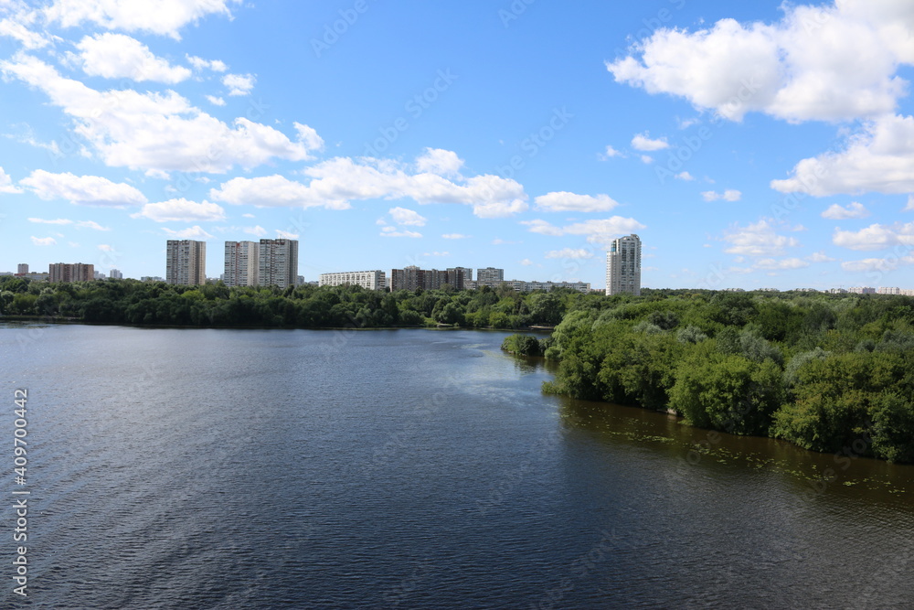 Moscow river, view of the Tushino Park