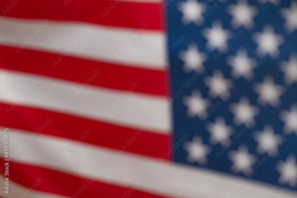 American flag as a background. Blurred background.