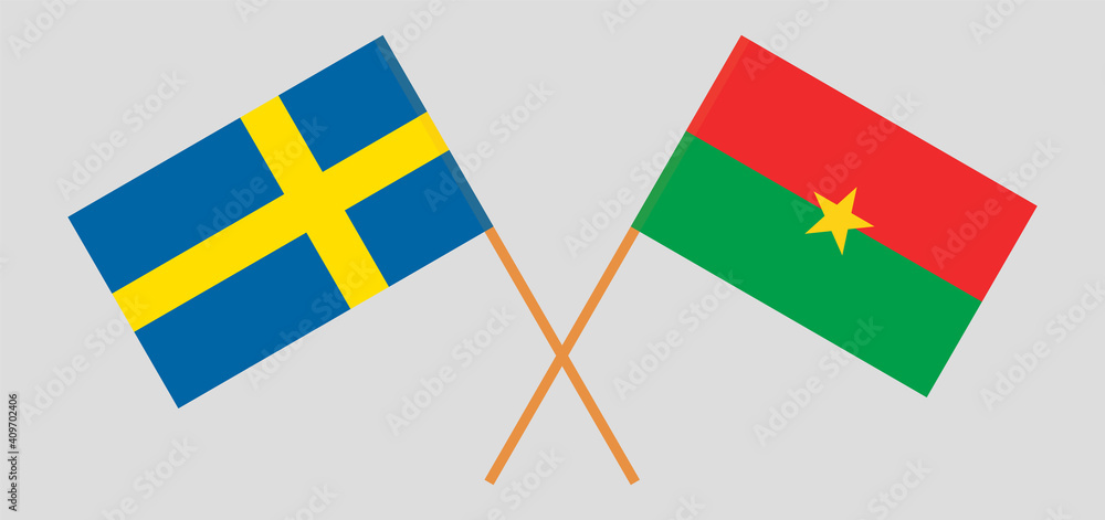 Crossed flags of Sweden and Burkina Faso