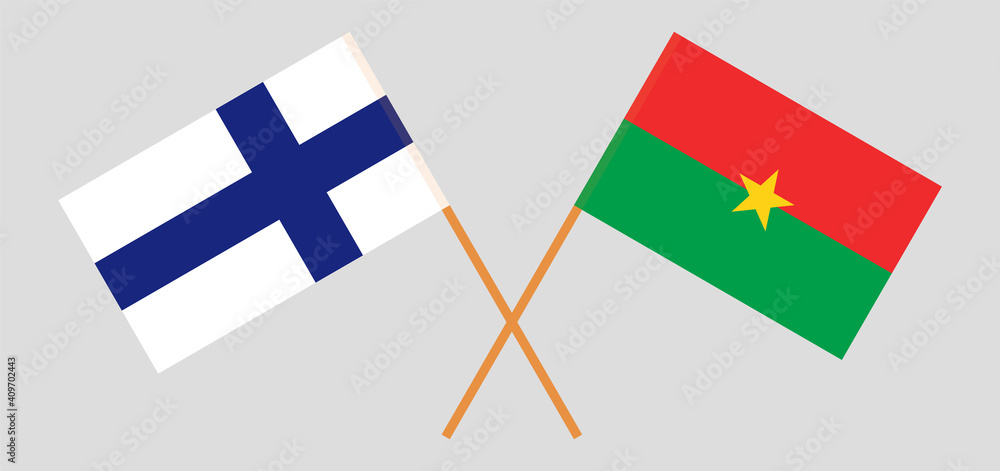 Crossed flags of Finland and Burkina Faso