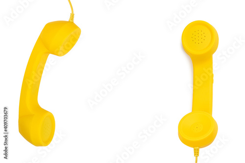 Yellow handset isolated on white background