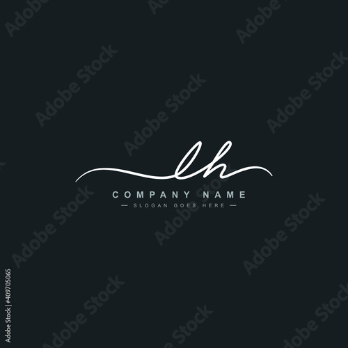 Initial Letter LH Logo - Handwritten Signature Logo