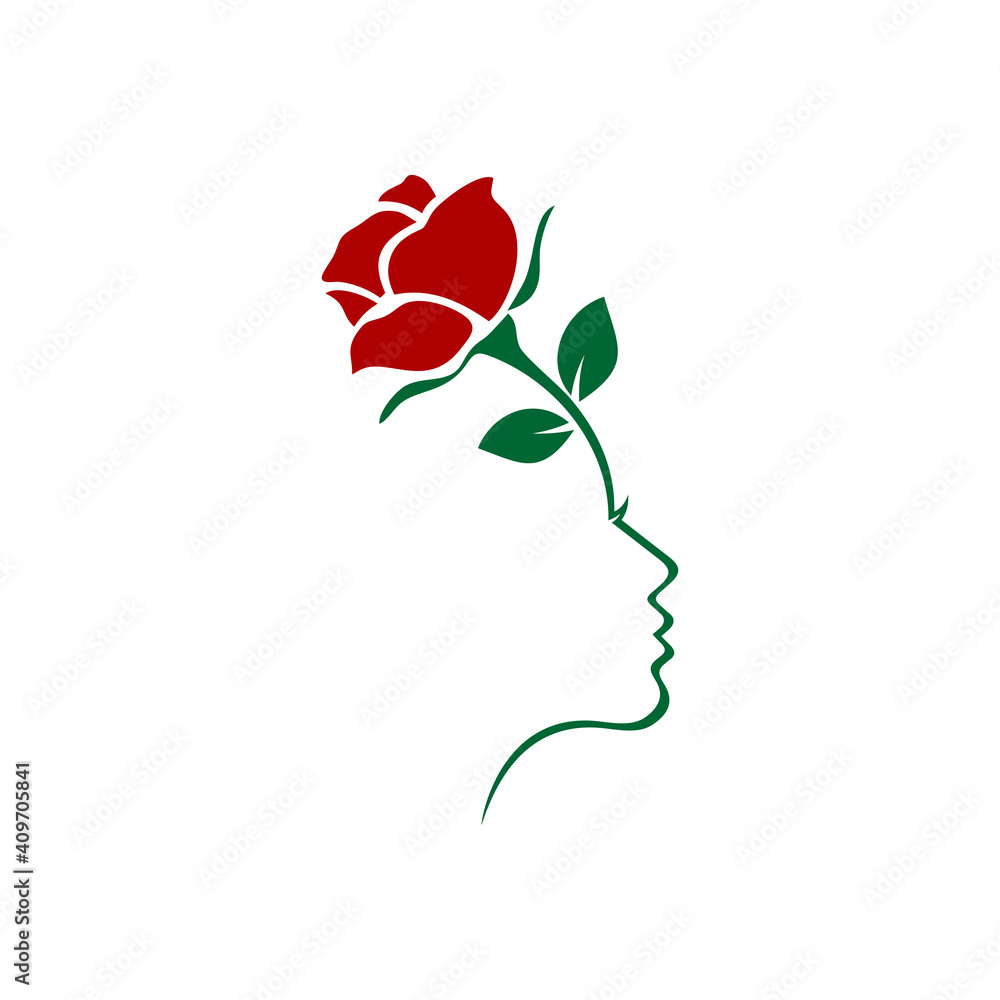 lady rose woman beauty icon logo - obrazy, fototapety, plakaty 