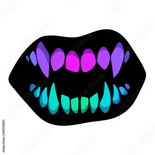 monster mouth with sharp multicolored teeth