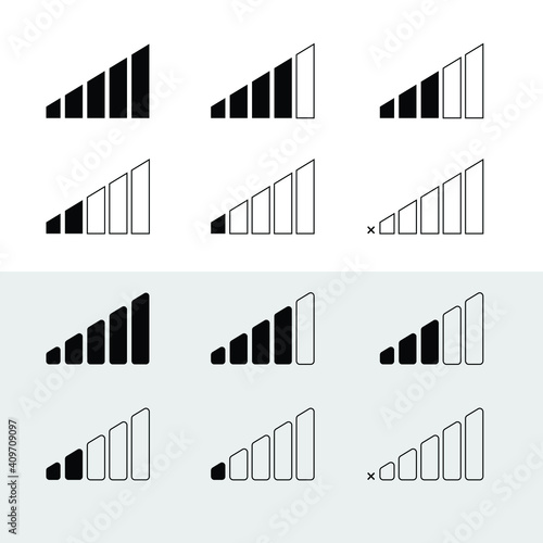 Phone bar status Icons, antenna. Vector for mobile phone